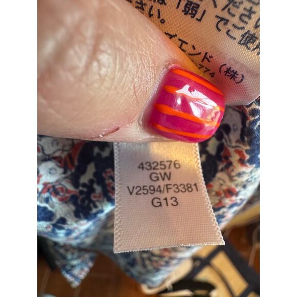 Lands' End Blue White Multicolor Button Up Cotton Women's Blouse Shirt Sz 6 - Picture 6 of 12